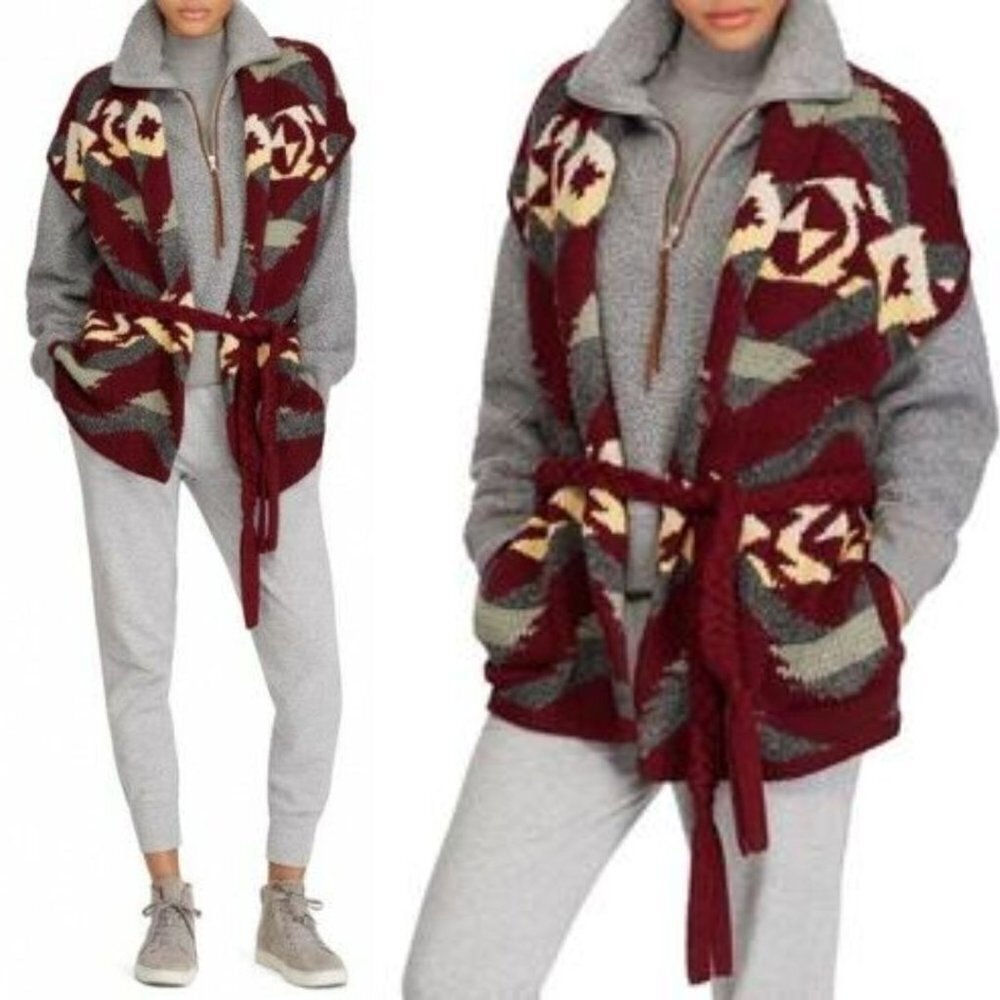 POLO Ralph Lauren Hand Knit Wool Cashmere Southwestern Aztec Cardigan Sweater